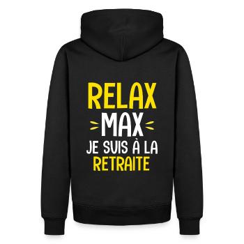 Cadeau retraité relax je suis à la retraite Humour - Sweat à capuche Premium bio Homme - noir - Dos - Nico (187cm)