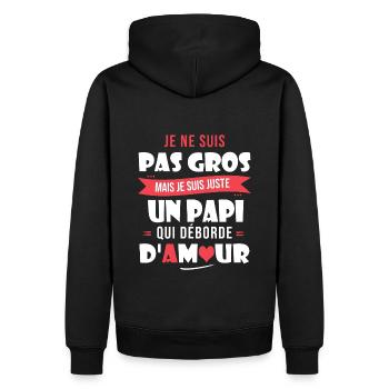 Papi pas gros trop d amour grand père papy fete - Sweat à capuche Premium bio Homme - noir - Dos - Nico (187cm)