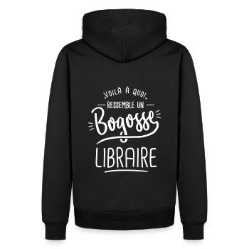 bogosse Libraire cadeau Libraire humour livre - Sweat à capuche Premium bio Homme - noir - Dos - Nico (187cm)