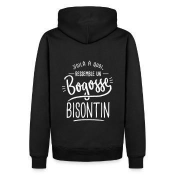 bogosse Bisontin cadeau Besançon 25 - Sweat à capuche Premium bio Homme - noir - Dos - Nico (187cm)
