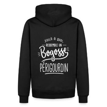 bogosse Périgourdin cadeau Périgueux 24 - Sweat à capuche Premium bio Homme - noir - Dos - Nico (187cm)