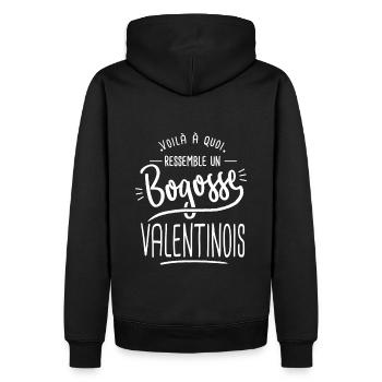 bogosse Valentinois cadeau Valence 26 - Sweat à capuche Premium bio Homme - noir - Dos - Nico (187cm)