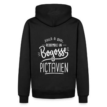 bogosse Pictavien cadeau Poitier 86 - Sweat à capuche Premium bio Homme - noir - Dos - Nico (187cm)