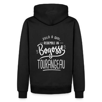 bogosse Tourangeau cadeau Tours 37 - Sweat à capuche Premium bio Homme - noir - Dos - Nico (187cm)