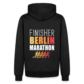 Finisher Berlin Marathon Lauf Laufen - Männer Premium Bio Hoodie - Schwarz - Hinten - Nico (187cm)