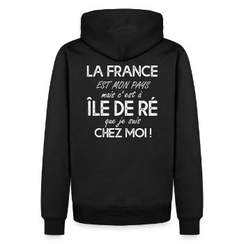 Île de ré c'est chez moi cadeau rétais, rétaise - Sweat à capuche Premium bio Homme - noir - Dos - Nico (187cm)