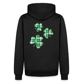 3 Shamrocks en tartan irlandais de la Saint-Patrick - Sweat à capuche Premium bio Homme - noir - Dos - Nico (187cm)