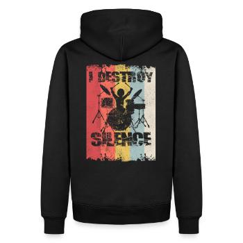 I Destroy Silence - Men’s Premium Organic Hoodie - black - Back - Nico (187cm)