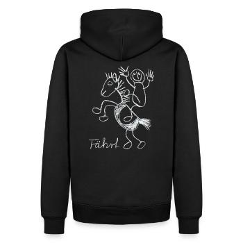 Pferd, Fährt - Männer Premium Bio Hoodie - Schwarz - Hinten - Nico (187cm)