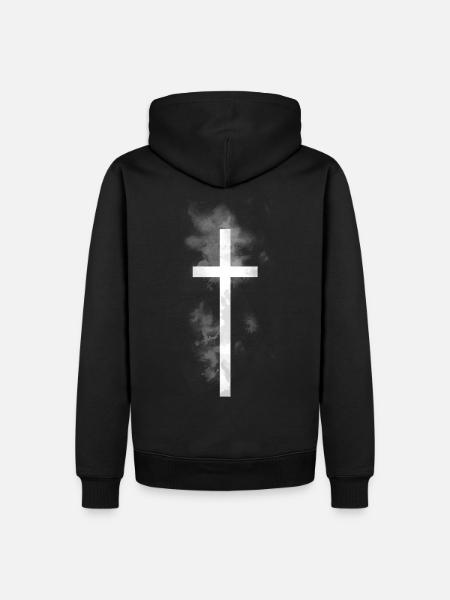 gotico croce acquerello goth - Felpa con cappuccio ecologica premium da uomo - nero