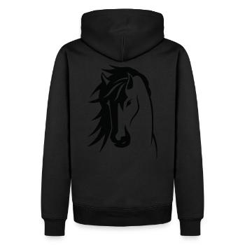 Stallion - Männer Premium Bio Hoodie - Schwarz - Hinten - Nico (187cm)