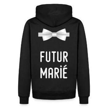 Enterrement de vie de garçon : futur marié EVG - Sweat à capuche Premium bio Homme - noir - Dos - Nico (187cm)