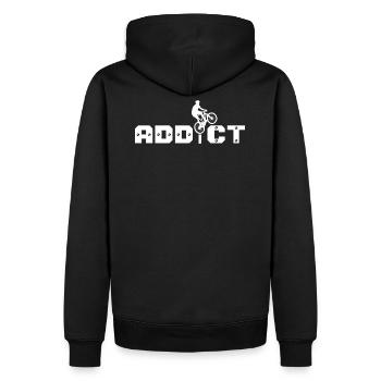 VTT Addict - Accro au VTT - Passion VTT - Sweat à capuche Premium bio Homme - noir - Dos - Nico (187cm)