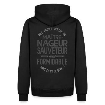 Maître-nageur sauveteur formidable cadeau métier - Sweat à capuche Premium bio Homme - noir - Dos - Nico (187cm)