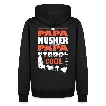 Papa musher sport mushing Hund Schr.geschenk - Männer Premium Bio Hoodie - Schwarz - Hinten - Nico (187cm)
