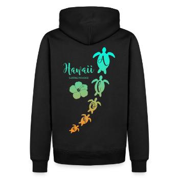 Aloha Schildkröten Hawaii Surfing Paradise - Männer Premium Bio Hoodie - Schwarz - Hinten - Nico (187cm)