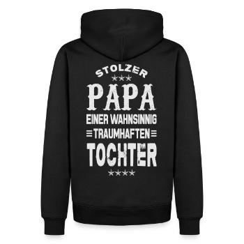 STOLZER PAPA EINER TOCHTER - Männer Premium Bio Hoodie - Schwarz - Hinten - Nico (187cm)