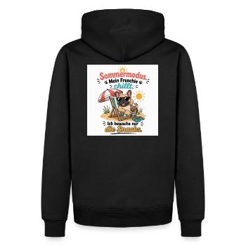 Sommermodus Frenchie Snacks - Männer Premium Bio Hoodie - Schwarz - Hinten - Nico (187cm)