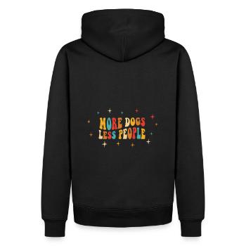 More Dogs Less People - Groovy Retro Design - Männer Premium Bio Hoodie - Schwarz - Hinten - Nico (187cm)
