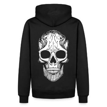 Crâne Art Déco - Sweat à capuche Premium bio Homme - noir - Dos - Nico (187cm)