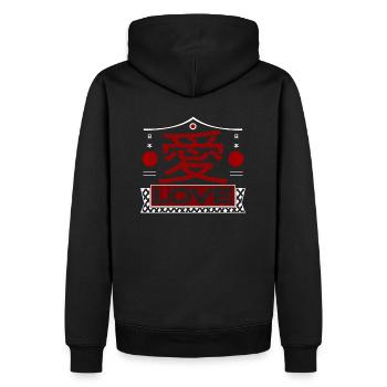 Japan Love Kanji - Sweat à capuche Premium bio Homme - noir - Dos - Nico (187cm)