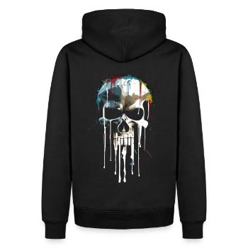 Crâne Crâne Mort Dégoulinant Peinture - Sweat à capuche Premium bio Homme - noir - Dos - Nico (187cm)