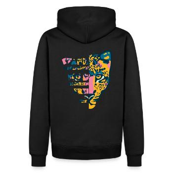 Löwe Kopf🦁 Stark im Glauben, Wild im Herzen, Frei - Männer Premium Bio Hoodie - Schwarz - Hinten - Nico (187cm)