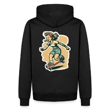 Skater-Mädchen - Männer Premium Bio Hoodie - Schwarz - Hinten - Nico (187cm)
