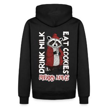 Milch trinken und Kekse essen - Männer Premium Bio Hoodie - Schwarz - Hinten - Nico (187cm)
