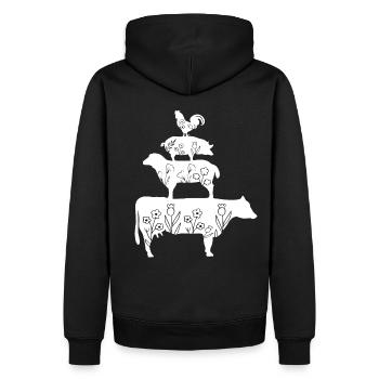 Bauernhof - Tiere - Landwirt - Floral - Männer Premium Bio Hoodie - Schwarz - Hinten - Nico (187cm)