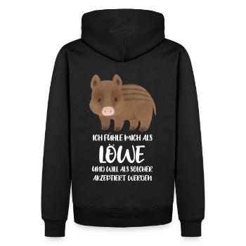 Löwe Wildschwein - Männer Premium Bio Hoodie - Schwarz - Hinten - Nico (187cm)