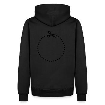 Circle - Kreis ausschneiden mit Schere - Männer Premium Bio Hoodie - Schwarz - Hinten - Nico (187cm)