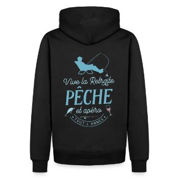 Vive Retraite Pêche Apéro Pêcheur Retraité Humour - Sweat à capuche Premium bio Homme - noir - Dos - Nico (187cm)