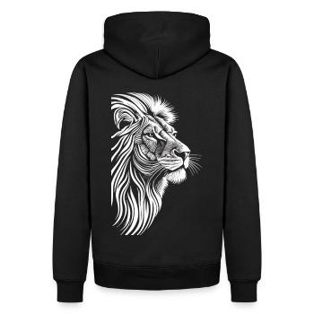 Royal Grace: Lion d’Afrique en blanc pur - Sweat à capuche Premium bio Homme - noir - Dos - Nico (187cm)