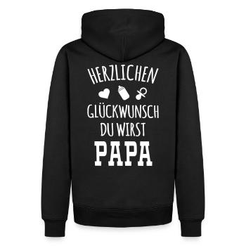 Papa werden wirst Vater schwanger Schwangerschaft - Männer Premium Bio Hoodie - Schwarz - Hinten - Nico (187cm)