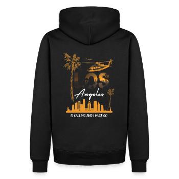 Los Angeles-California-LA Skyline - Männer Premium Bio Hoodie - Schwarz - Hinten - Nico (187cm)