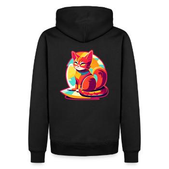 Katze auf Kissen - Männer Premium Bio Hoodie - Schwarz - Hinten - Nico (187cm)