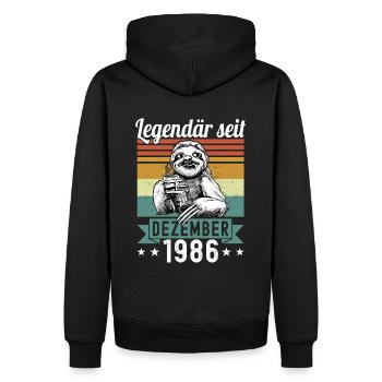 Sloth Legendary since December 1986 birthday - Men’s Premium Organic Hoodie - black - Back - Nico (187cm)