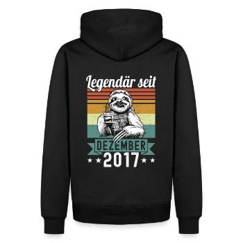 Faultier Legendär seit Dezember 2017 Geburtstag - Männer Premium Bio Hoodie - Schwarz - Hinten - Nico (187cm)
