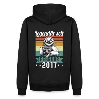 Faultier Legendär seit Februar 2017 Geburtstag - Männer Premium Bio Hoodie - Schwarz - Hinten - Nico (187cm)