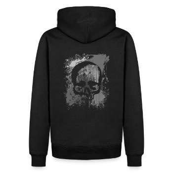 Crâne sur des taches de couleur | Taches de crâne - Sweat à capuche Premium bio Homme - noir - Dos - Nico (187cm)