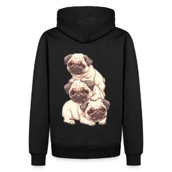 Mops Stapel - Männer Premium Bio Hoodie - Schwarz - Hinten - Nico (187cm)
