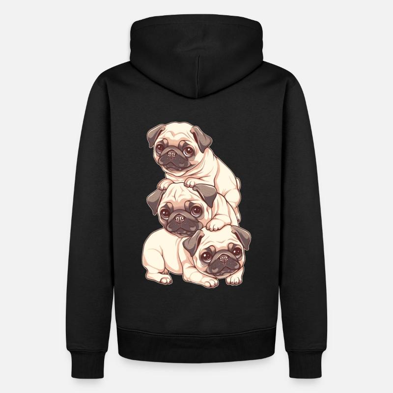 Pug Stack - Men’s Premium Organic Hoodie - black