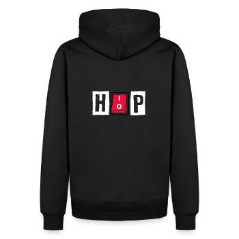 Hip Hop on off - Männer Premium Bio Hoodie - Schwarz - Hinten - Nico (187cm)