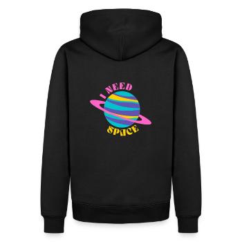 I Need Space | Design UFO OVNI Planète Alien - Sweat à capuche Premium bio Homme - noir - Dos - Nico (187cm)