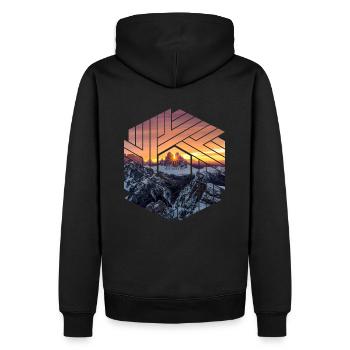 Drei Zinnen Dolomiten Berglandschaft - Männer Premium Bio Hoodie - Schwarz - Hinten - Nico (187cm)