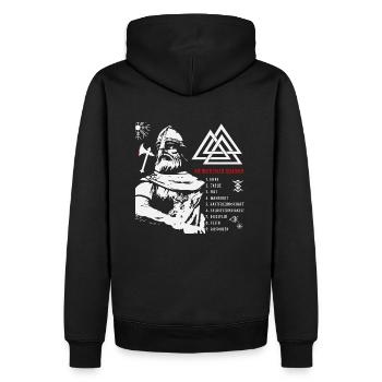 Wikinger - 9 edler Tugenden - Männer Premium Bio Hoodie - Schwarz - Hinten - Nico (187cm)