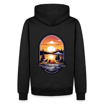 Camping Zeit - Männer Premium Bio Hoodie - Schwarz - Hinten - Nico (187cm)