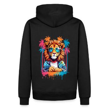 Cool Lion - Men’s Premium Organic Hoodie - black - Back - Nico (187cm)