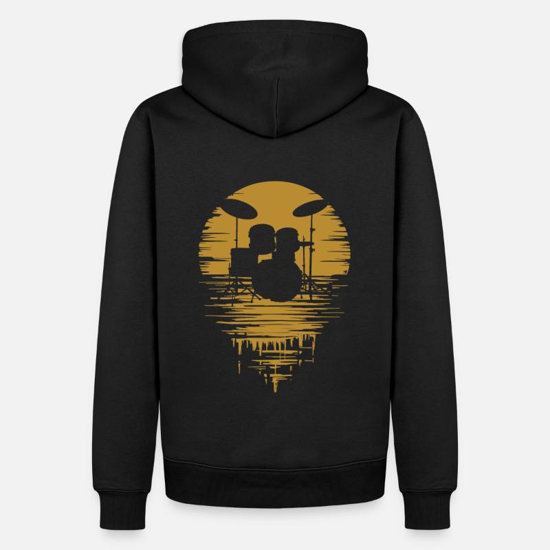 Drumset Silhouette Drums with Reflection - Men’s Premium Organic Hoodie - black